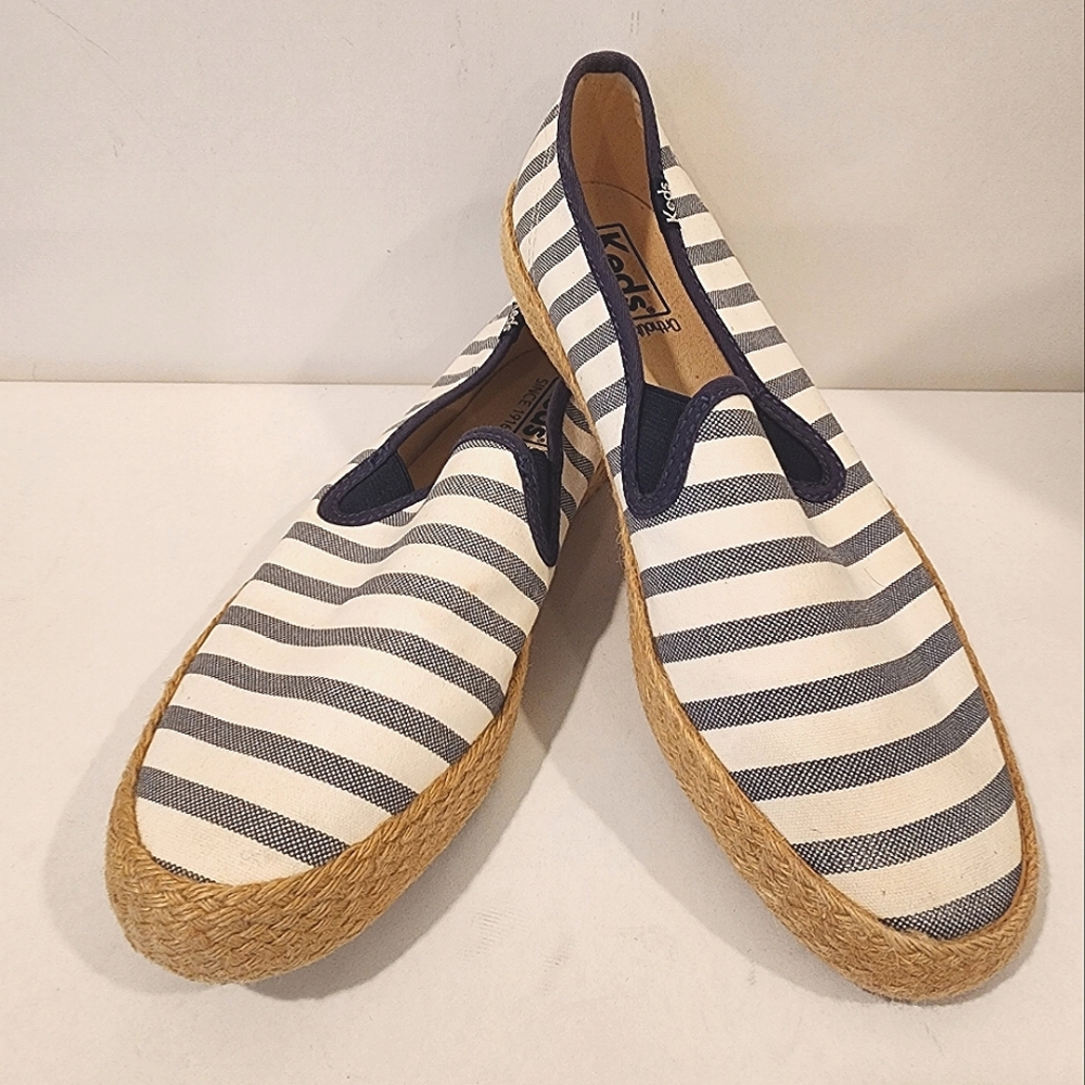 Keds Navy Stripes Canvas Loafers/Espadrilles - Size 8